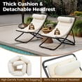 thumbnail image 4 of 2-Pieces Outdoor Folding Chair, Rattan-Wrapped Patio Chair with Adjustable Backrest, Thick Cushion, and Detachable Headrest ,for the Poolside, Beach, Backyard, Decck, and Camping, 4 of 5