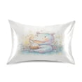 thumbnail image 3 of Haosy Satin Pillowcase for Hair and Skin Standard Cooling Silk Pillow Case with Envelope Closure Cute Hippopotamus and Rice 20"x40", 3 of 9