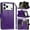 Dark Purple, variant on For iPhone 17 Pro Max Luxury Wallet Card ID Zipper Money Holder Case Cover - Rose Gold