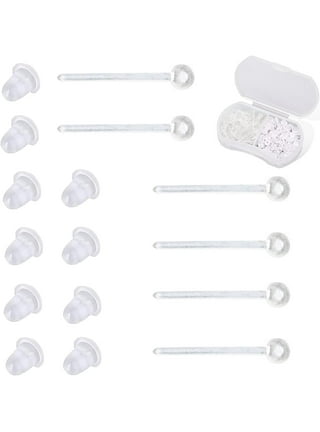 200 Pairs Clear Earrings for Sportsclear Earrings for Work Clear Earring Studs Clear Plastic Earrings for Sports Backs Silicone Earrings Clear Stud