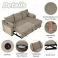 thumbnail image 6 of 90" Pull-Out Sleeper Sofa, Modern Convertible Minimalist Couch Bed with Storage Chaise, Storage Racks and USB Ports, 3 Seaters Storage Sofa Couches for Living Room, Office, Apartment, Light Brown, 6 of 9