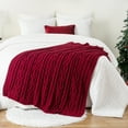 thumbnail image 4 of Battilo Dark Red Throw Blanket,Burgundy Woven Chenille Knit Throw Blankets,Christmas Decor,51"x67", 4 of 8