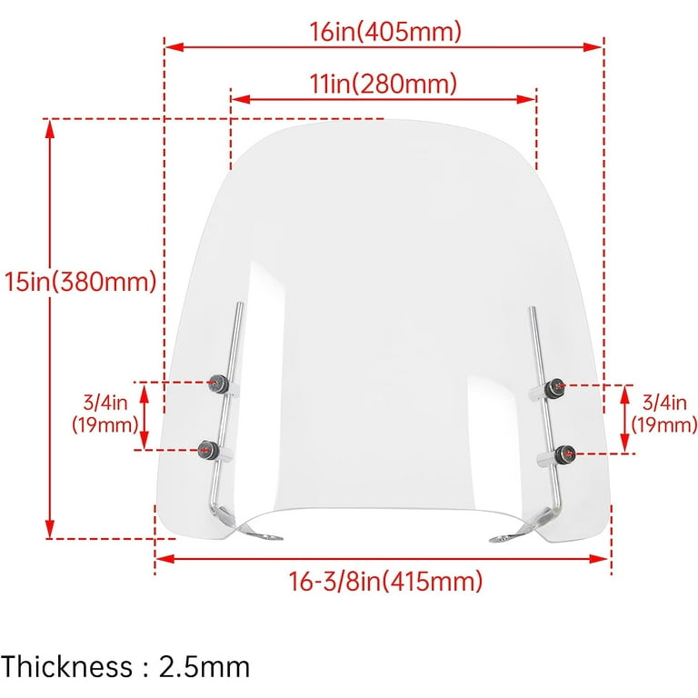 KOJEM Clear Motorcycle Windshield Screen for Moped Visor 125cc