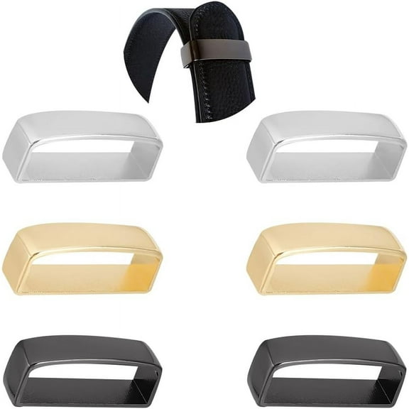 6 Pack Metal Belt Loop Keeper 3 Colors Alloy Men's Belt Buckles 1.4-1.55 Inch(35.5-39.5mm) Rectangle Ring Webbing Strap End Fastener Backpack Purse Strap Leather Craft Making Accessories