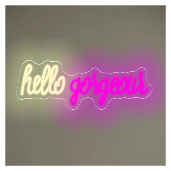 Letrero De Neón Hello Gorgeous Con Luz Regulable Por USB Para Bodas, Dormitorios Salas De Estar Clubes Bares Fiestas Decoración De Pared 40.6cmx14.7cm