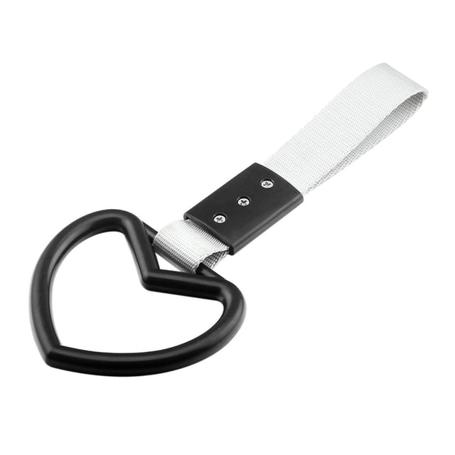 SPRING Heart shaped Car Electrostatic Strap Decorative Hanging Ring Rear Bumper Ring silver + black