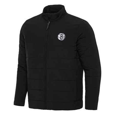 Men s Antigua Black Brooklyn Nets Swelter Full-Zip Puffer Jacket