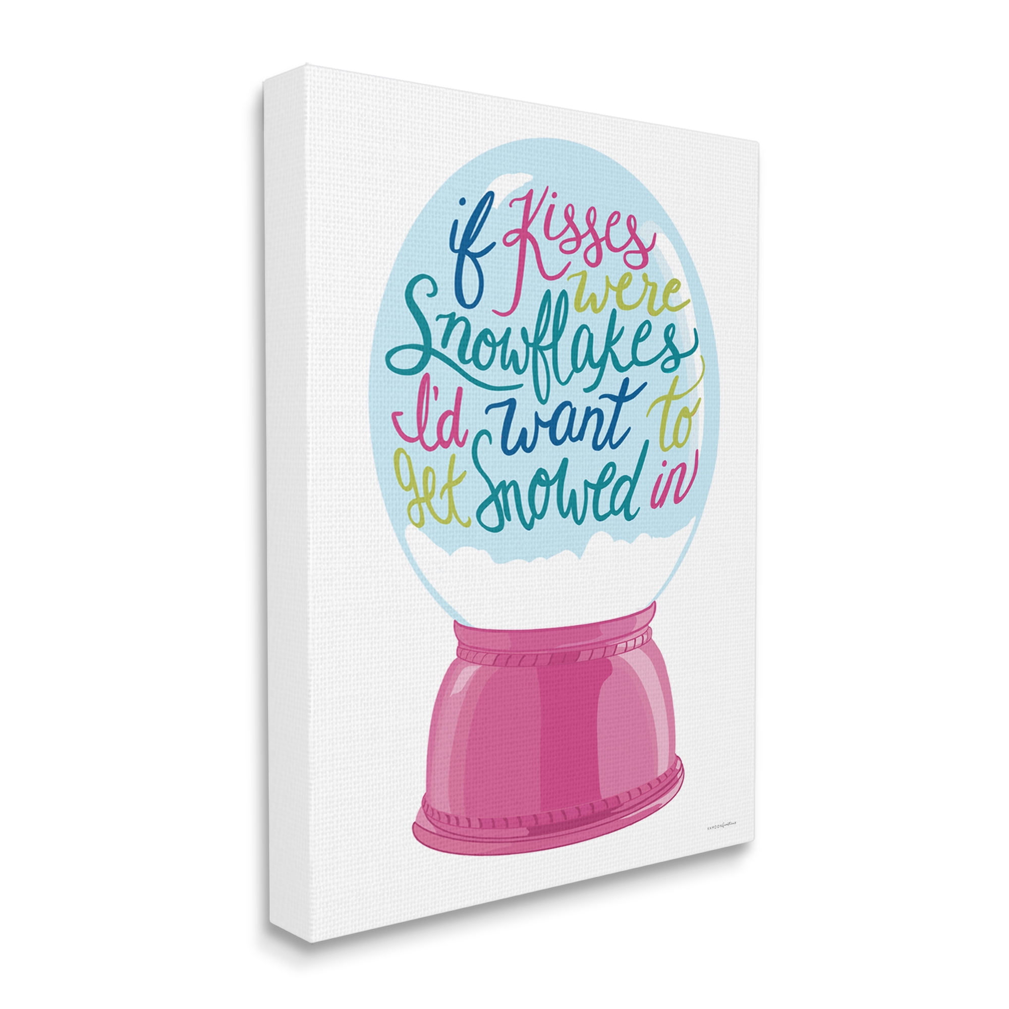 Stupell Industries Romantic Snowflake Kisses Snow Globe Winter Quote Graphic Art Gallery Wrapped Canvas Print Wall Art, Design by Kamdon Kreations