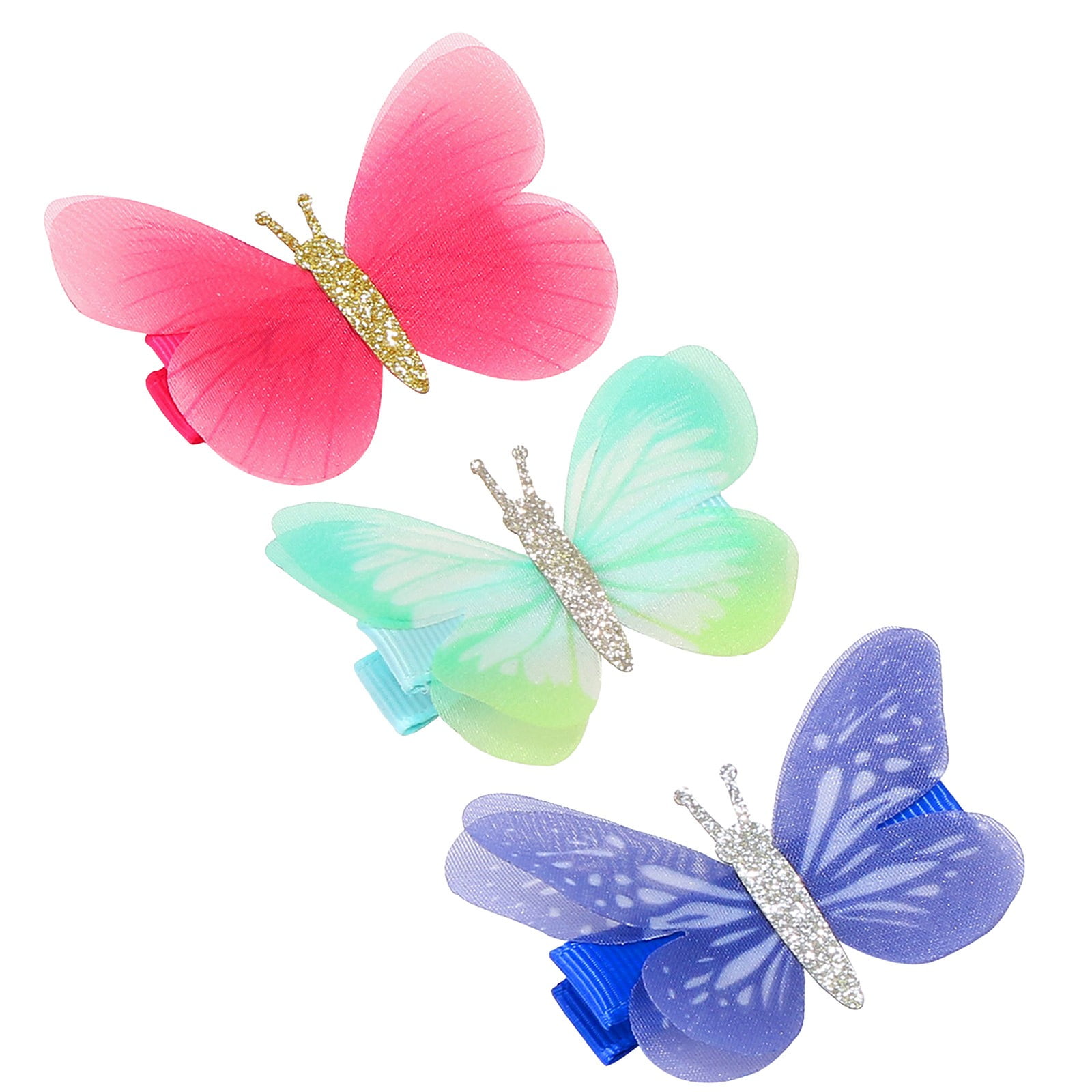 Butterfly Contour Glitter Colors Goody Snap Hair Clips Pack of 10 