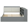 thumbnail image 3 of [Luckynote]Wood Full Size platform bed with Storage Headboard, Shelves and 2 Drawers, Gray, 3 of 10