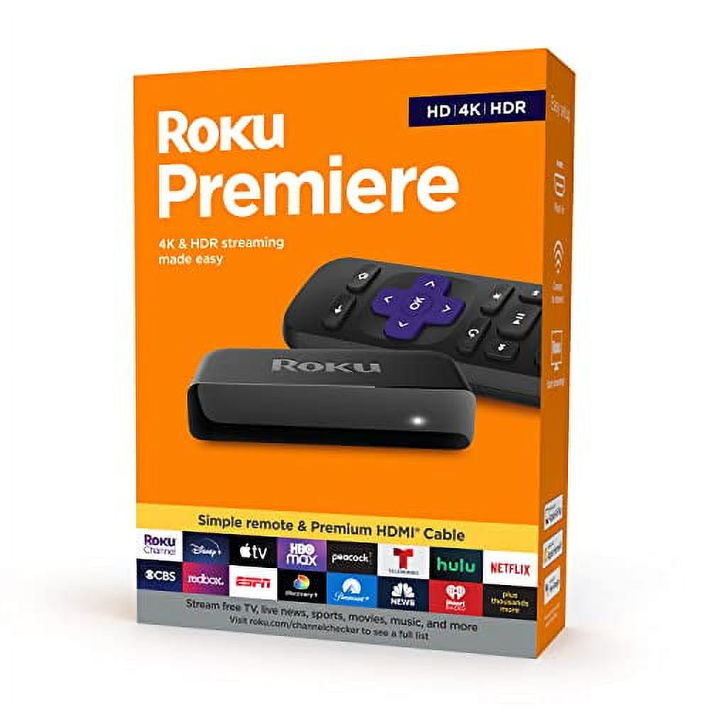 Roku Premiere HD/4K/HDR Streaming Media Player, Simple Remote