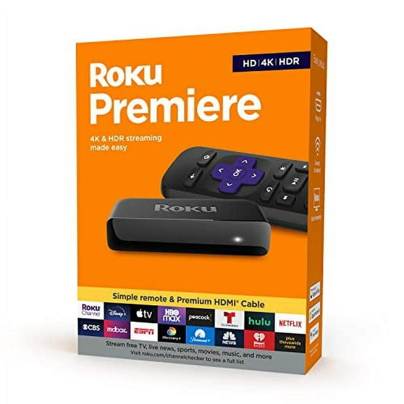 Roku Première Lecteur Multimédia en Continu HD/4K/HDR, Simple Câble HDMI à Distance et Haut de Gamme