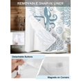 thumbnail image 3 of No Hook Teal Blue Octopus Coastal Shower Curtain with Snap in Liner Set, Nautical Coral Starfish Waterproof Fabric Bathroom Curtains with See Through Top Window, Hotel Style Modern 66 x 72 Inch, 3 of 7