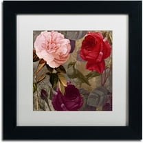 Trademark Fine Art "Birds and Roses" Canvas Art by Color Bakery White Matte, Black Frame