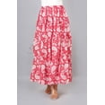 thumbnail image 2 of Women Red Cotton Maxi Skirt, Boho Flowy White Paisley Motif Hand Block Print with Elastic Waist, M, 2 of 6
