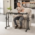 thumbnail image 2 of Table au-Dessus du Lit à Hauteur Réglable, Table d'Appoint Mobile Roulante avec Roues, Bureau Portable pour Portable pour Canapé-Lit, Petit Bureau Debout pour la Maison, Grain de Bois Noir, 2 of 5