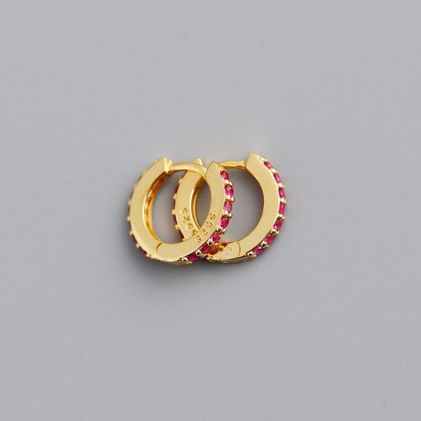 Pendientes de circonitas de color con microincrustaciones redondas de plata esterlina S925 de 7 mm para mujer de Europa y Estados Unidos