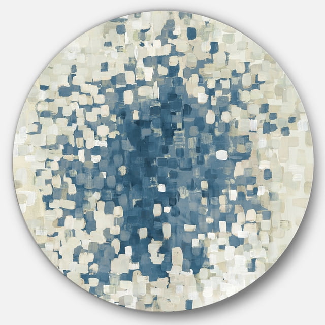 Designart 'taches Bleues Géométriques' Art Mural Rond en Métal Géométrique - Disque de 36