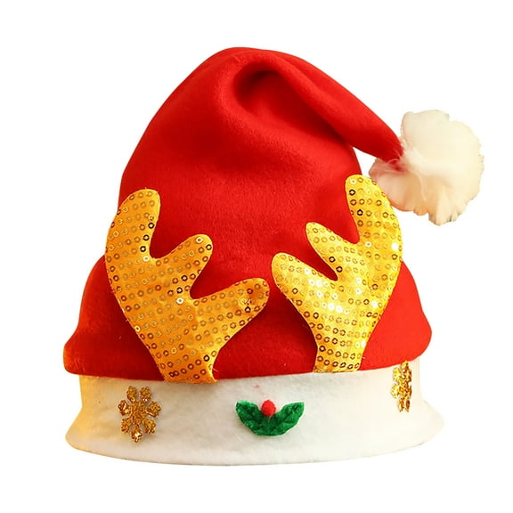 Bwiyojiz Set of Hat Christmas Santa Snowman and Horns Non-woven Fabric Deer Antlers Adult Party Decoration Dress up, Gifts for Sisters, Gold
