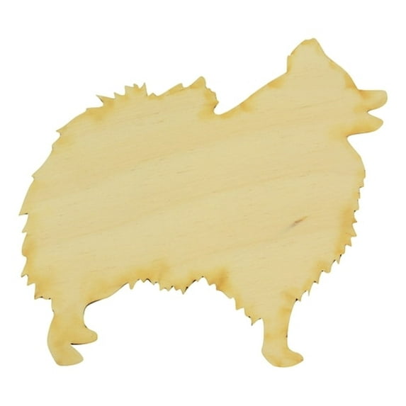 Package of 1, Medium 8" X 7. 5" X 1/4" Standing Pomeranian # 2 Wood Cutout For Art & Craft Project, Made in USA