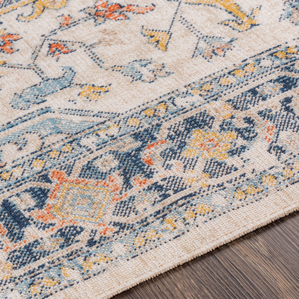 Livabliss Outdoor Rugs, 5x7 Huntington Beach Traditional Navy Area Rug for Patio, Porch, Deck, Backyard, Waterproof Indoor Outdoor Carpet (5'3" x 7')
