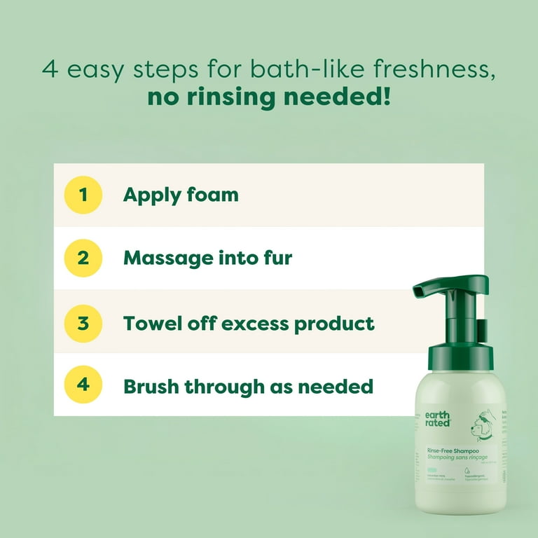 Earth Rated No Dog Shampoo Earth Rated Rinse-Free Dog Shampoo, All