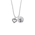 thumbnail image 2 of Delight Jewelry Black Nickeltone AB Crystal Open Heart Silvertone Script Initial Disc - Z - Charm Necklace, 20"+3", 2 of 4
