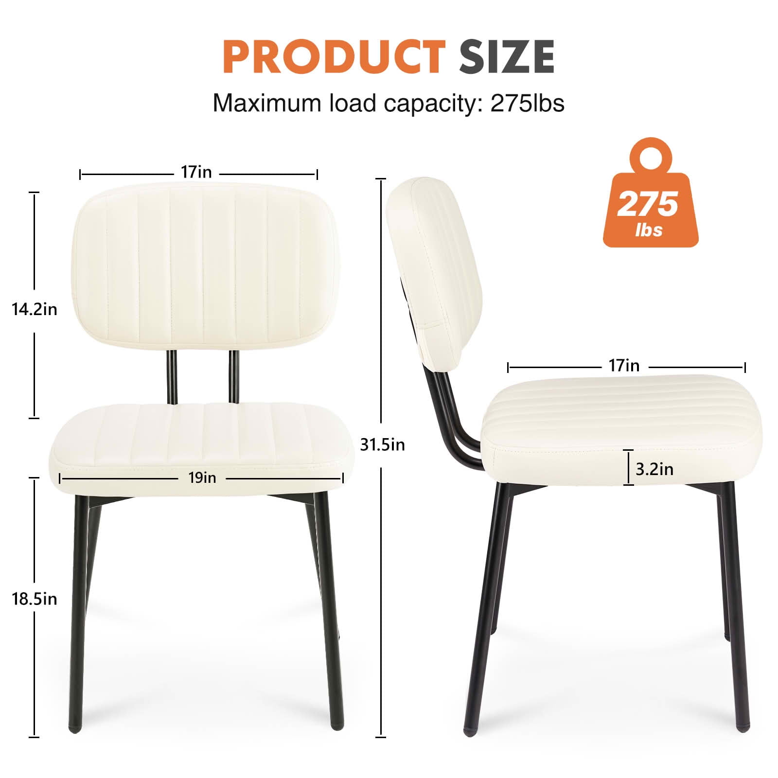 MAYEERTY Upholstered Dining Chairs, Mid Century Modern Dining Room Chairs for Vanity For Living Room Set of 2