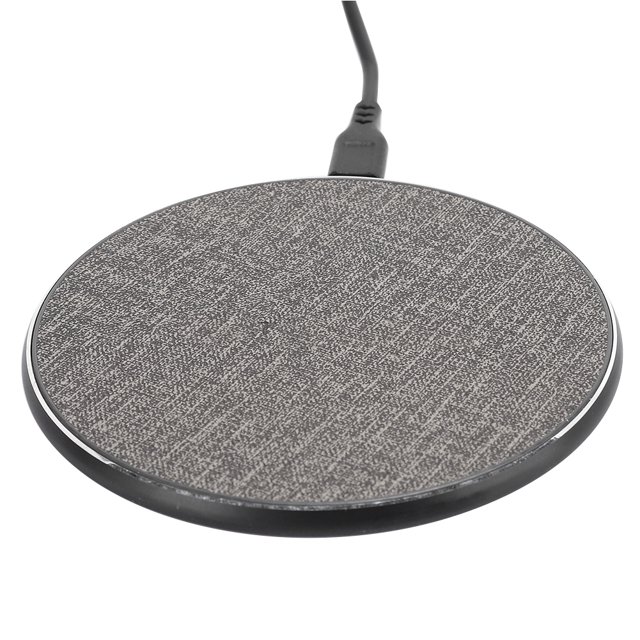 Cargador inalámbrico, D5 Cloth Stripe Cargador inalámbrico ultrafino de aleación de aluminio Cargador inalámbrico redondo Estética elegante