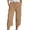 A-Khaki17, variant on Yuanlong Women Pants Spring Summer Plain Drawstring Waist Straight Loose Leg Crop Pants Daily Bottom Relaxed Sporty Pant