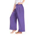thumbnail image 5 of Lenpel Girls' Wide Leg Pants Elastic High Waisted Pleated Baggy Casual Trousers Loose Beach Pants with Pockets, 5 of 7