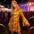 thumbnail image 2 of Ensemble de Cour pour Usage Quotidien Élégant Robe Hippie Disco des Années 70 avec Foulard et Robe Imprimée, 2 of 4