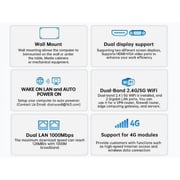 Kinupute Industrial Mini PC, Fanless Desktop Computer Core i7-5500U 2.4-3.0GHz, Windows 10 Pro, 8G RAM, 128G SSD, 2xNICs, 6xCOM RS232, 4xUSB 3.0, HDMI/VGA Ports, Auto Power On, Full Metal Case
