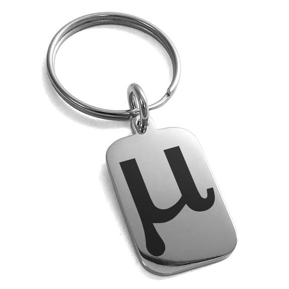 Stainless Steel Population Mean Mathematical Engraved Small Rectangle Dog Tag Charm Keychain Keyring