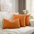 thumbnail image 2 of Fancy Homi 2 Pcs Orange Boho Decorative Throw Pillow Covers 20x20 inch for Living Room Bedroom Couch Bed Sofa, Modern Farmhouse Home Decor, Soft Striped Patchwork Plaid Corduroy Accent Cushion Case, 2 of 6