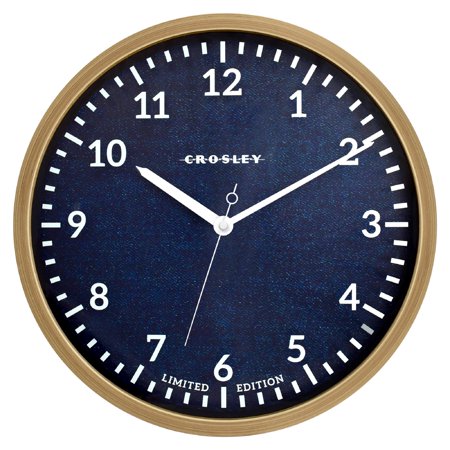Crosley Contemporary Brown Oak Color Look 15 Denim Dial Quartz Accurate Analog Wall Clock