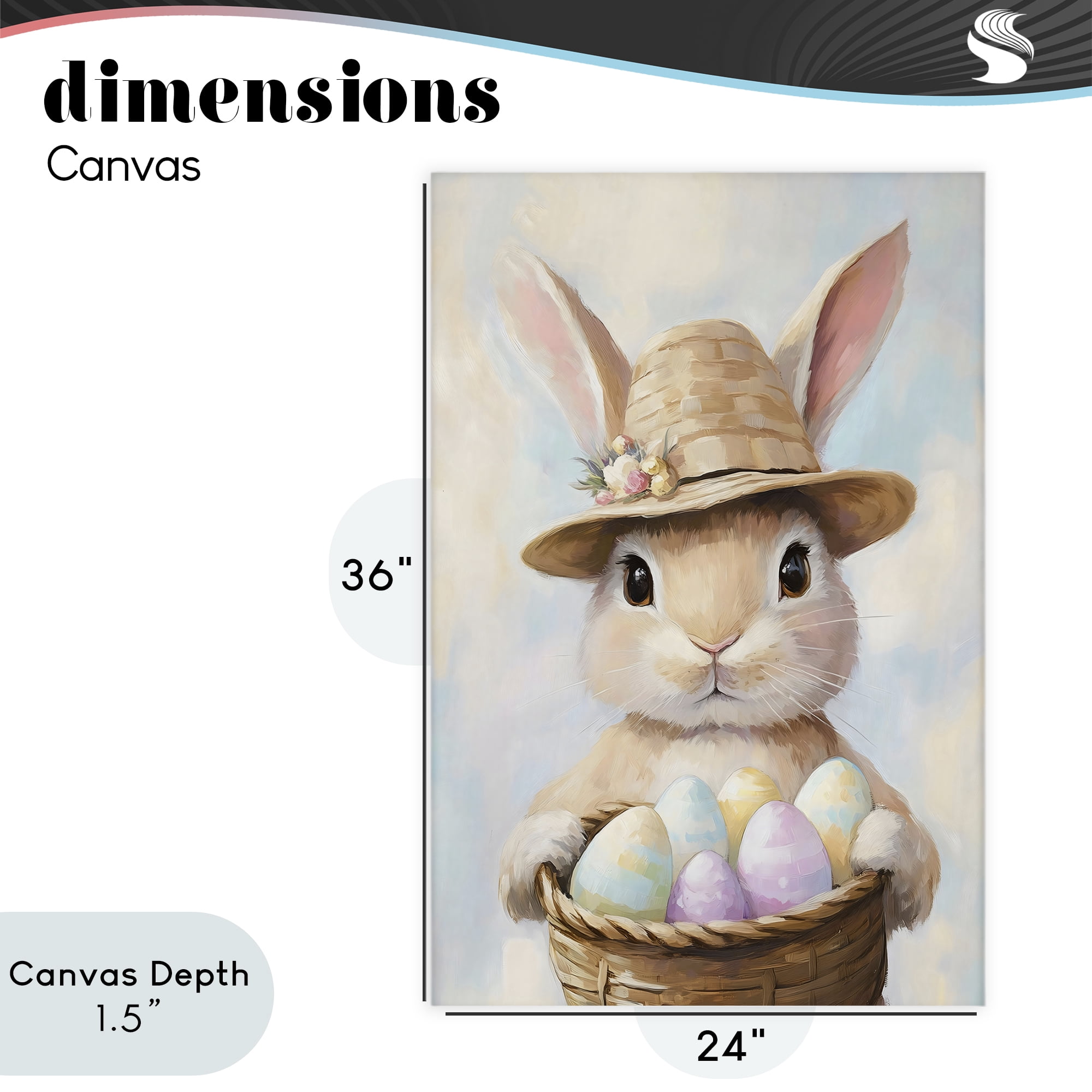 Stupell Industries Bunny with Easter Egg Basket Canvas Wall Art, design by The Prints Vibe