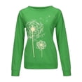 thumbnail image 1 of Camiseta Mujer Manga larga Cuello redondo Tops Poliéster Suéter deportivo Ropa con estampado informal, Verde, S Speravity AP003791-15, 1 of 6