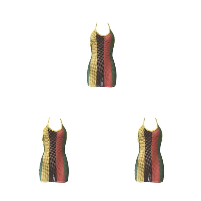 Qarigey Vestido de malla sexy Club nocturno Estética elegante Sundress Transpirable Clubwear Vacaciones Mujer Verano Moda Ropa M METRO 3piezas Qarigey CBP236168