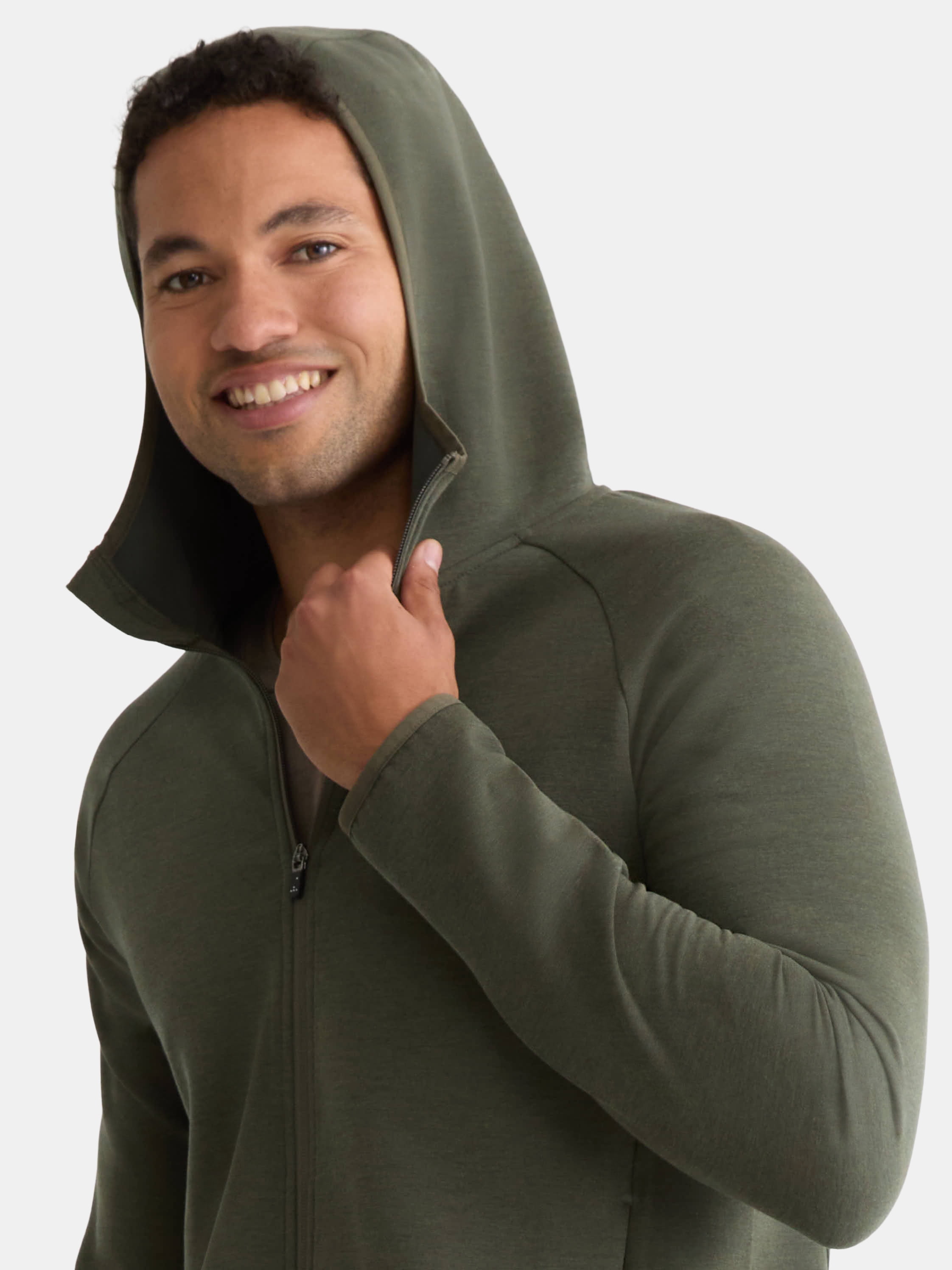 Athletic Works Men's and Big & Tall Fusion Double Knit Full Zip Hooded Sweatshirt Jacket, Sizes S-5XL