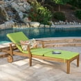 thumbnail image 3 of Daisy Outdoor Chaise Lounge with Weather Resistant Cushion, Teak Finish and Green, 3 of 6