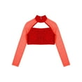 thumbnail image 7 of Aislor Shiny Sequin Crop Top for Girls Long Sleeve Mock Neck Jazz Hip Hop Ballet Dancewear 6-16 Red 10, 7 of 7