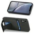 thumbnail image 3 of Magnetic Carbon Fiber Case for iPhone XR with Holder Kickstand, Fiber Texture Wallet Phone Case with Card Holder Durable Military Grade Protection Cover for iPhone XR, Black, 3 of 10