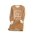 thumbnail image 4 of oqasdz Womens Thermal Underwear Lined Sweatshirts Casual Crewneck Solid Color Pullover Long Sleeve Thermal Long Sweater Fall Winter Outdoor Dailywear, 4 of 5