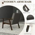 thumbnail image 5 of Westice Accent Chair 1PC, Mid-Century Modern Living Room Chairs with Solid Wood Frame & Soft Thicken Cushion, Upholstered Arm Reading Chair for Bedroom, Balcony, Grey Linen Fabric & Black Legs, 5 of 9