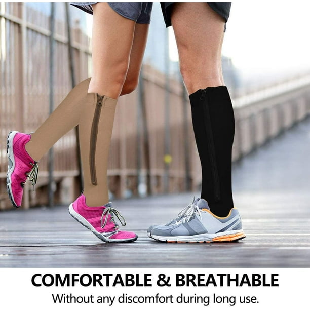 2 Pair Zipper Compression Socks for Women Men Open Toe Compression Socks  Easy on（Multi-colored，Small/Medium ，2 Pair） 