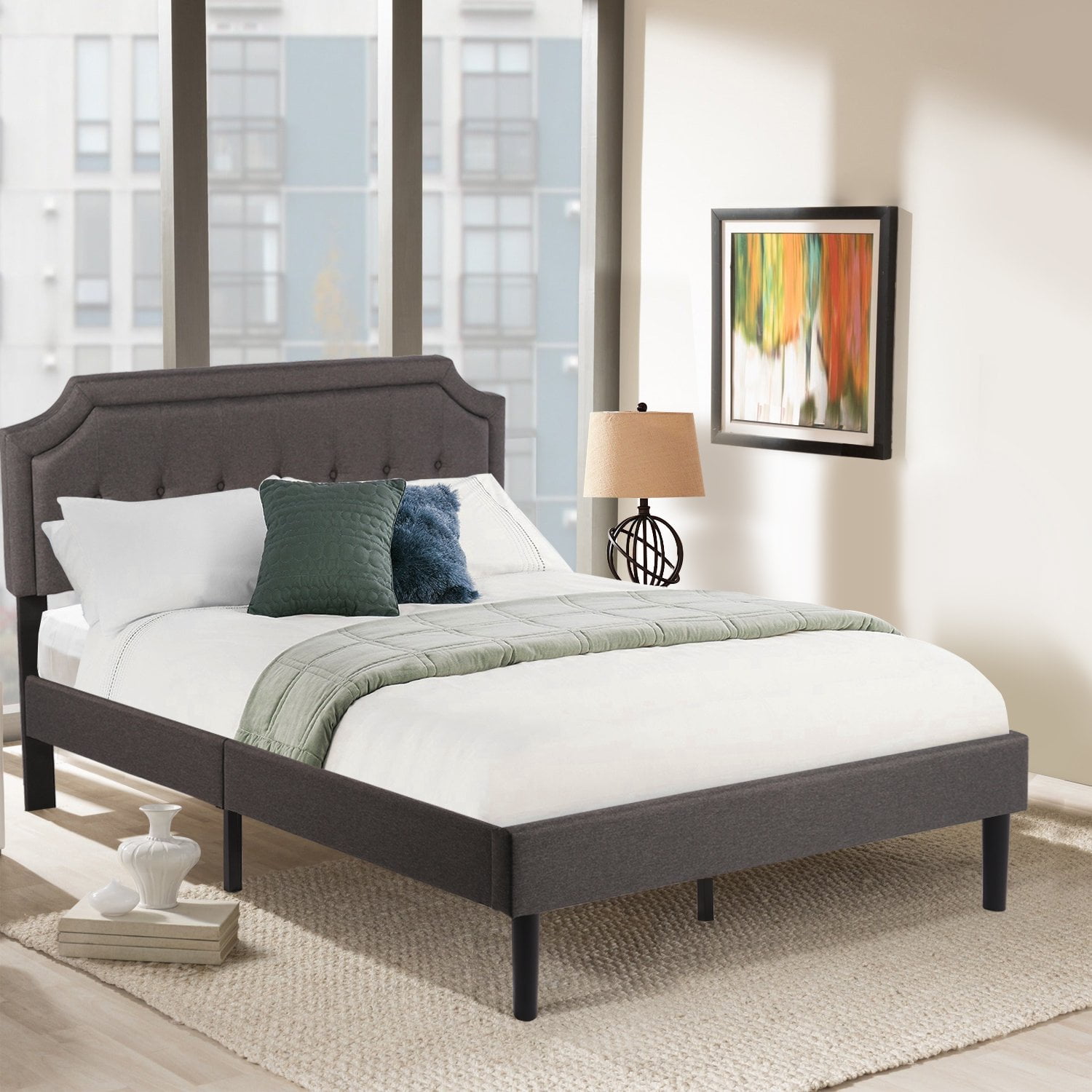 VECELO Classic Wood Adjustable Platform Bed, Full, Dark Gray - Walmart.com