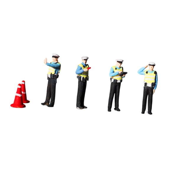 LeeQinersw 1:64 Miniature Traffic Police Figures Desktop Ornament Pretend Play Toys Diorama