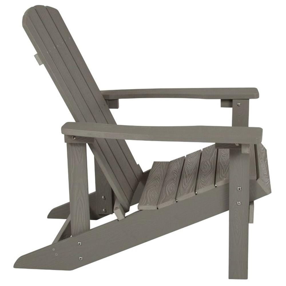 Pemberly Row Farmhouse All-Weather Adirondack Chair in Gray Faux Wood