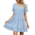thumbnail image 4 of IROINNID Summer Dresses for Women 2024, Women Outfits Dresses with V-Neck and Short Sleeve Summer Ruffled Sun dresses, 4 of 8